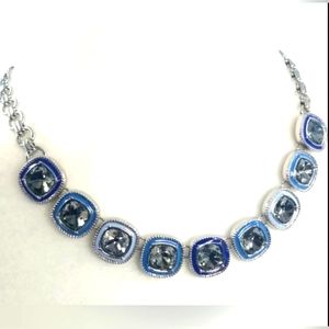 WHBM Blues & Sparkle Crystal Encased Necklace on Silver‎ Chain